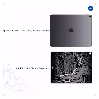 برچسب پوششی ماهوت مدل Black Printed Circuit Board مناسب برای تبلت اپل iPad Pro 12.9 (GEN 3) 2018 A1895