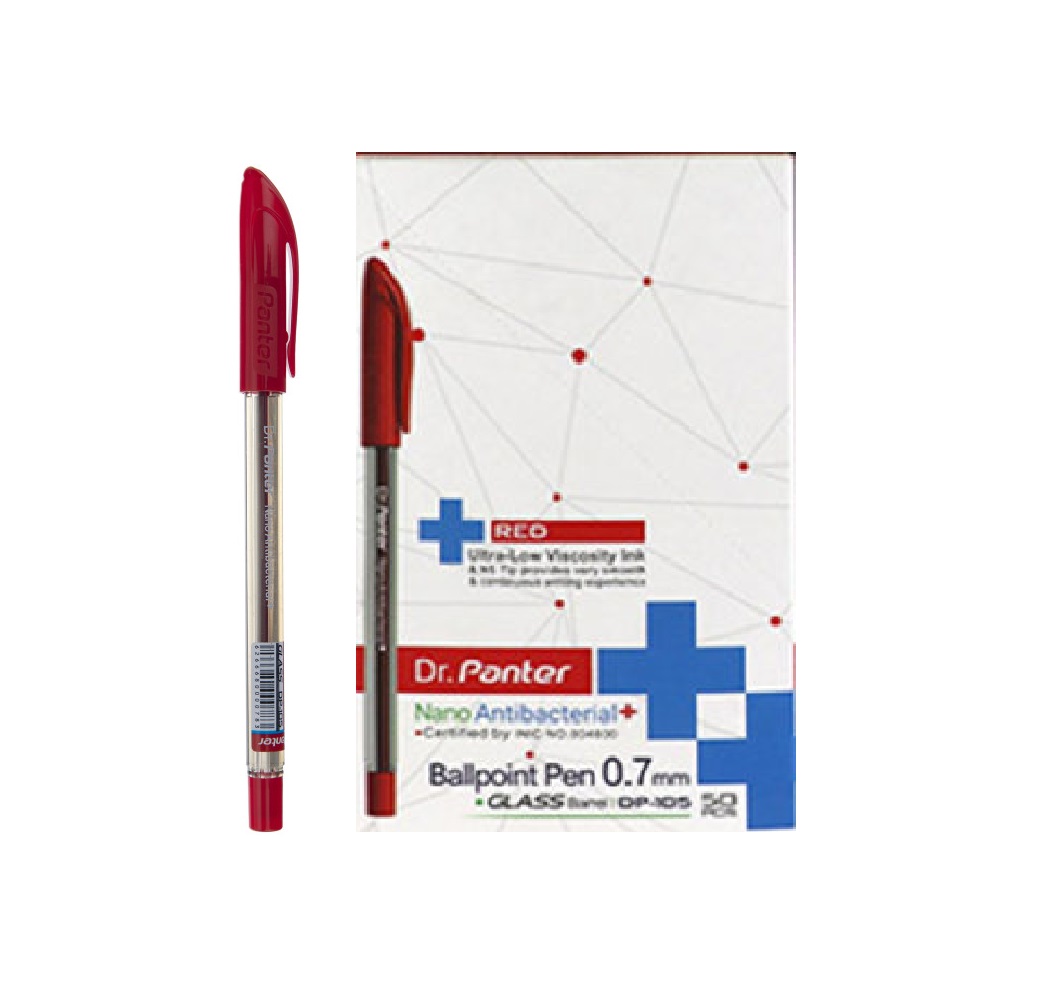 خودکار قرمز 0.7 میلی متر آنتی باکتریال دکتر پنتر کد DP-105 بسته 50 عددی