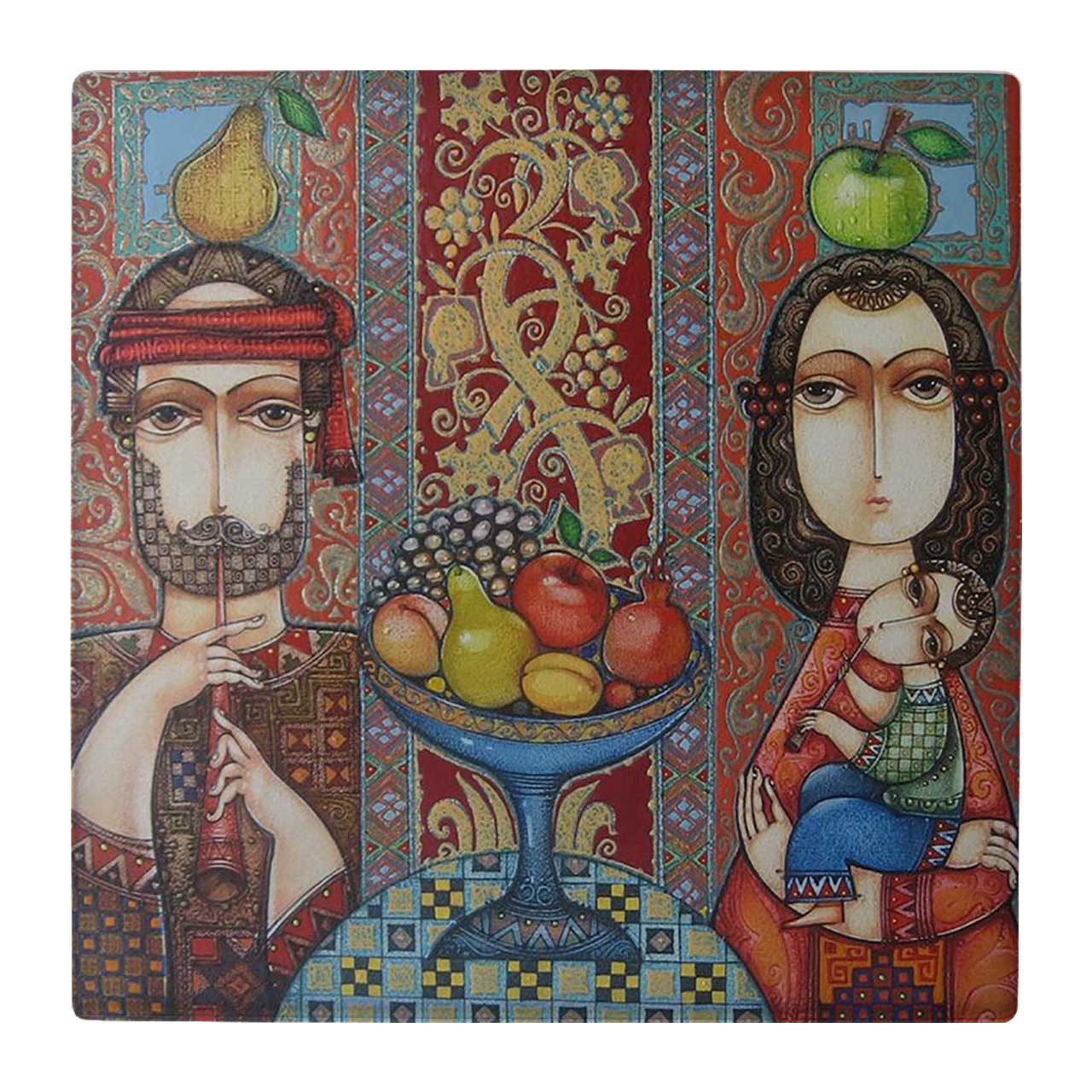 کاشی کارنیلا طرح پدر و مادر و کودک کد wk126