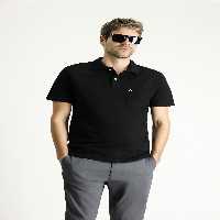 تی شرت یقه پولو مشکی مردانه سیاه Polo Yaka به طور منظم مناسب گلدوزی پنبه t shirt Kiğılı