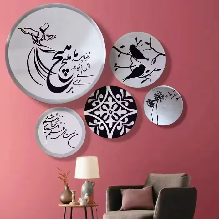 ست دیوارکوب رقص سماع وهیچ بازمینه طوسی ومشکی مناسب دیزاین منزل میتونین بارنگ مبل ویا پردهدخونتون ست کنین بارنگ دلخواه