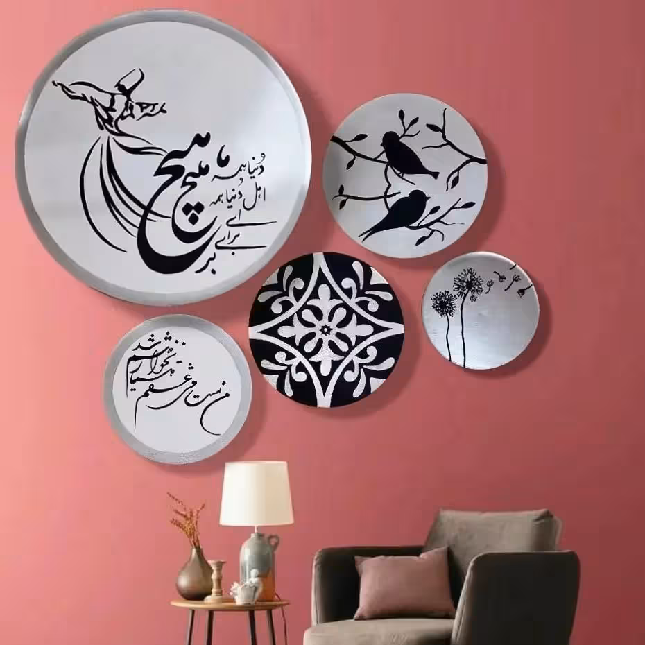 ست دیوارکوب رقص سماع وهیچ بازمینه طوسی ومشکی مناسب دیزاین منزل میتونین بارنگ مبل ویا پردهدخونتون ست کنین بارنگ دلخواه