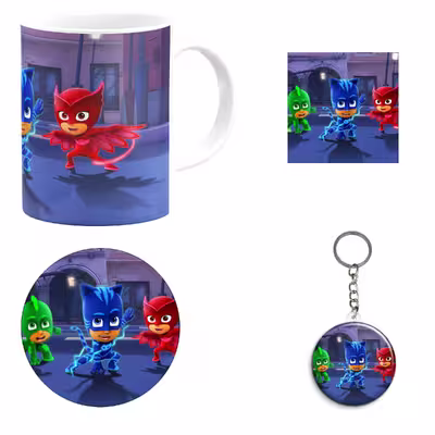 ست هدیه ماگ مدل انیمیشن شب نقاب طرح Pj masks کد M10