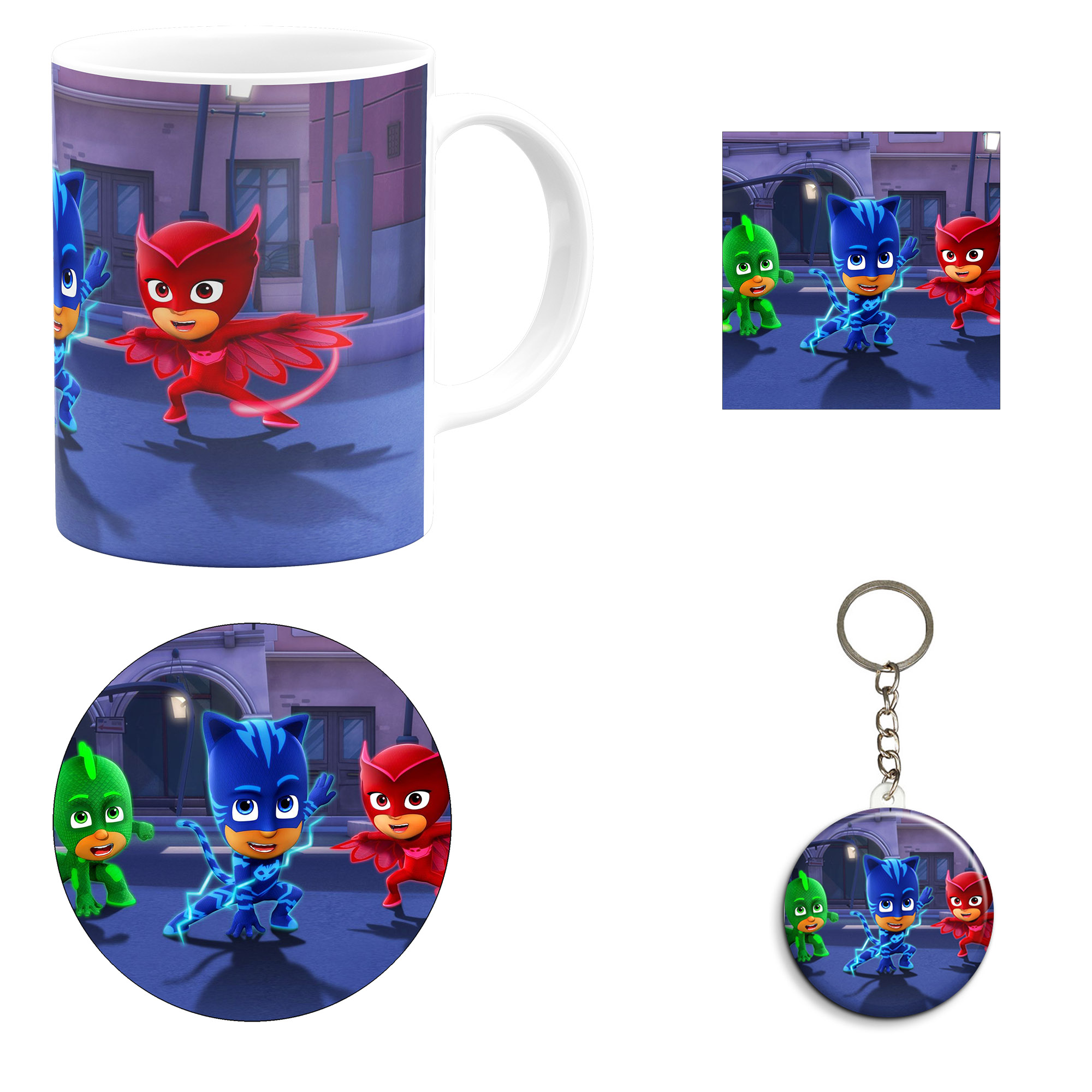 ست هدیه ماگ مدل انیمیشن شب نقاب طرح Pj masks کد M10