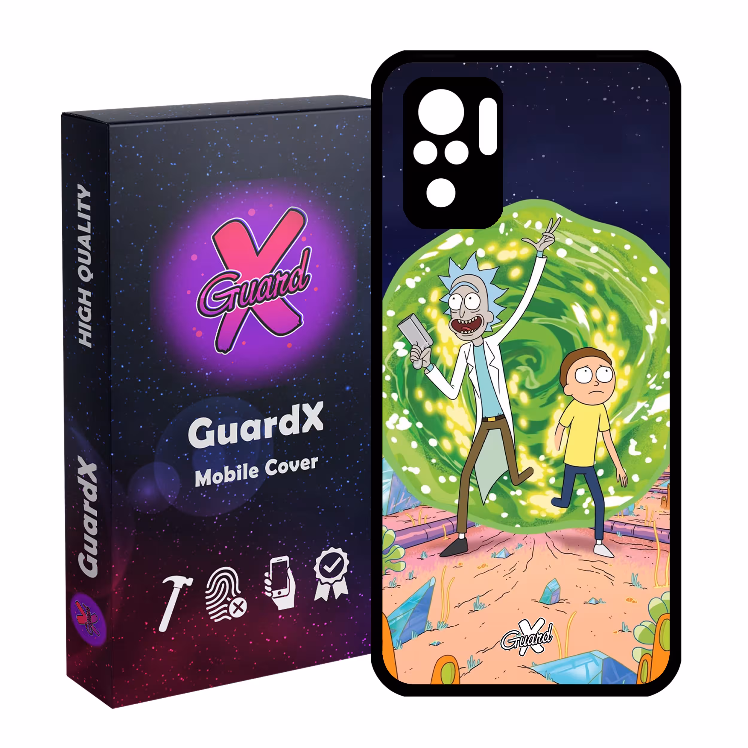 کاور گارد ایکس طرح Rick and Morty مدل Glass10190 مناسب برای گوشی موبایل شیائومی Redmi Note 10 4G / Note 10S