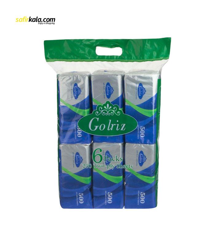 دستمال کاغذی 250 برگ گلریز مدل 008 بسته 6 عددی