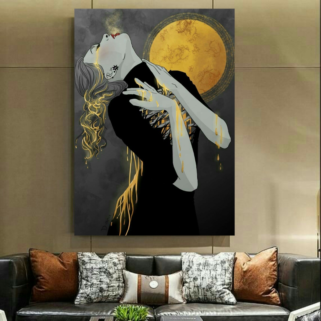 تابلو بوم مدل دختر سیاه پوش کد AR7690