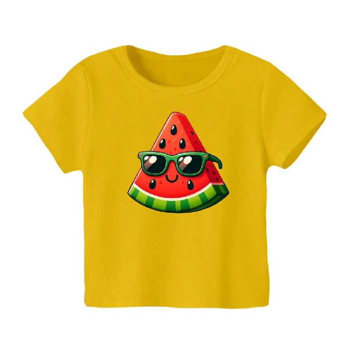 تی شرت آستین کوتاه بچگانه مدل هندوانه یلدایی کد 41 رنگ زرد