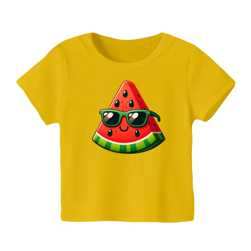 تی شرت آستین کوتاه بچگانه مدل هندوانه یلدایی کد 41 رنگ زرد