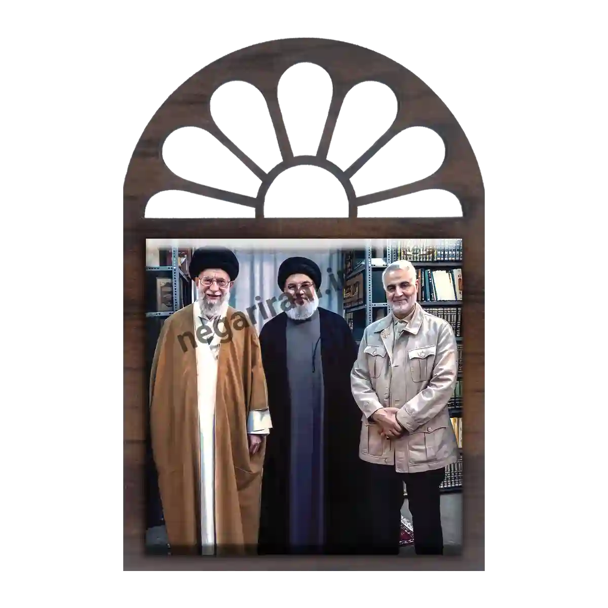 تندیس کاشی پنجره ای رهبر و حسن نصرالله و حاج قاسم مدل 2ZG23