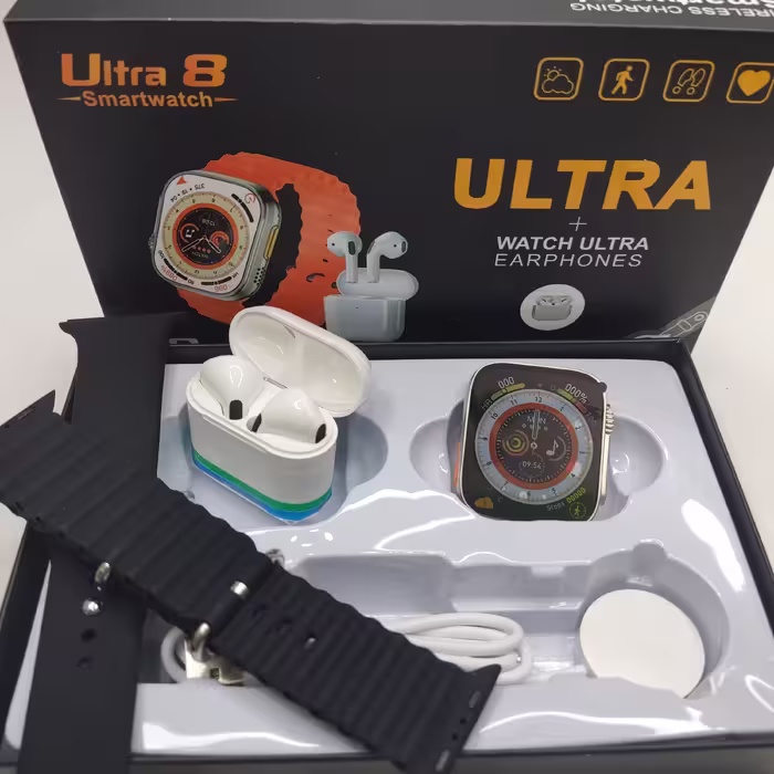 کادو ساعت هوشمند سری 8 مدل s8 ultra همراه با ایرپاد و بند اضافه کادو تولد کادو روز 