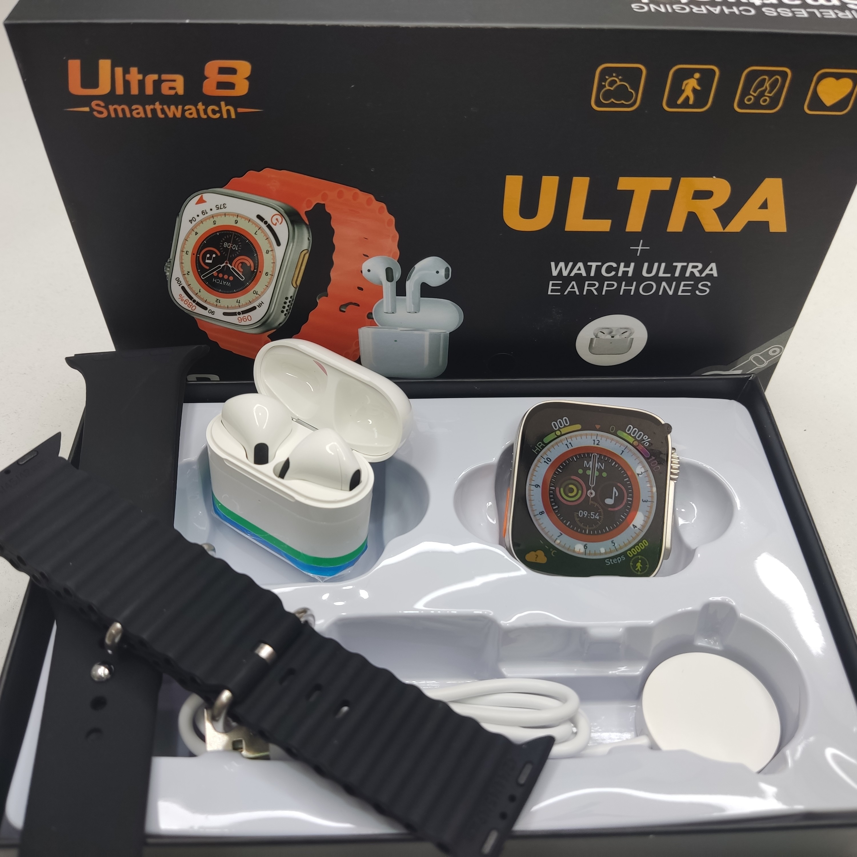 کادو ساعت هوشمند سری 8 مدل s8 ultra همراه با ایرپاد و بند اضافه کادو تولد کادو روز 