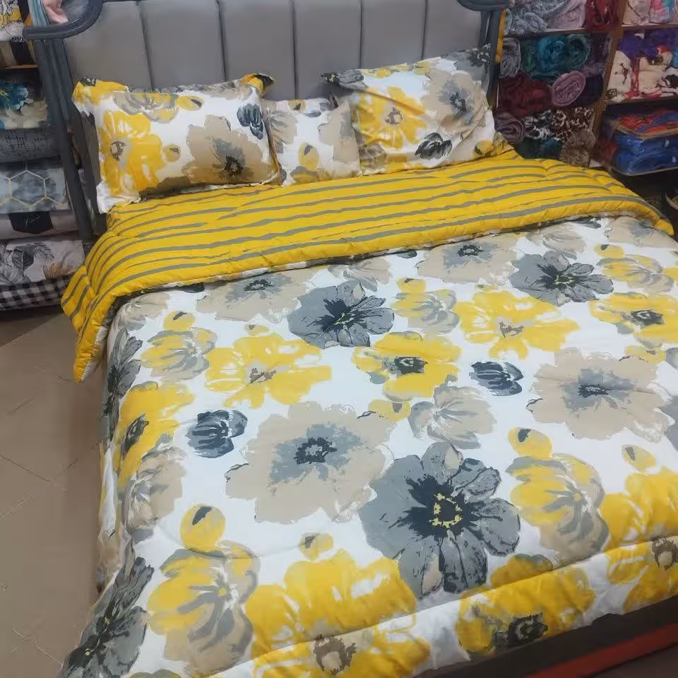 روتختی میکرو پنبه کد 294 گلدار راه راه دو رو نارنجی