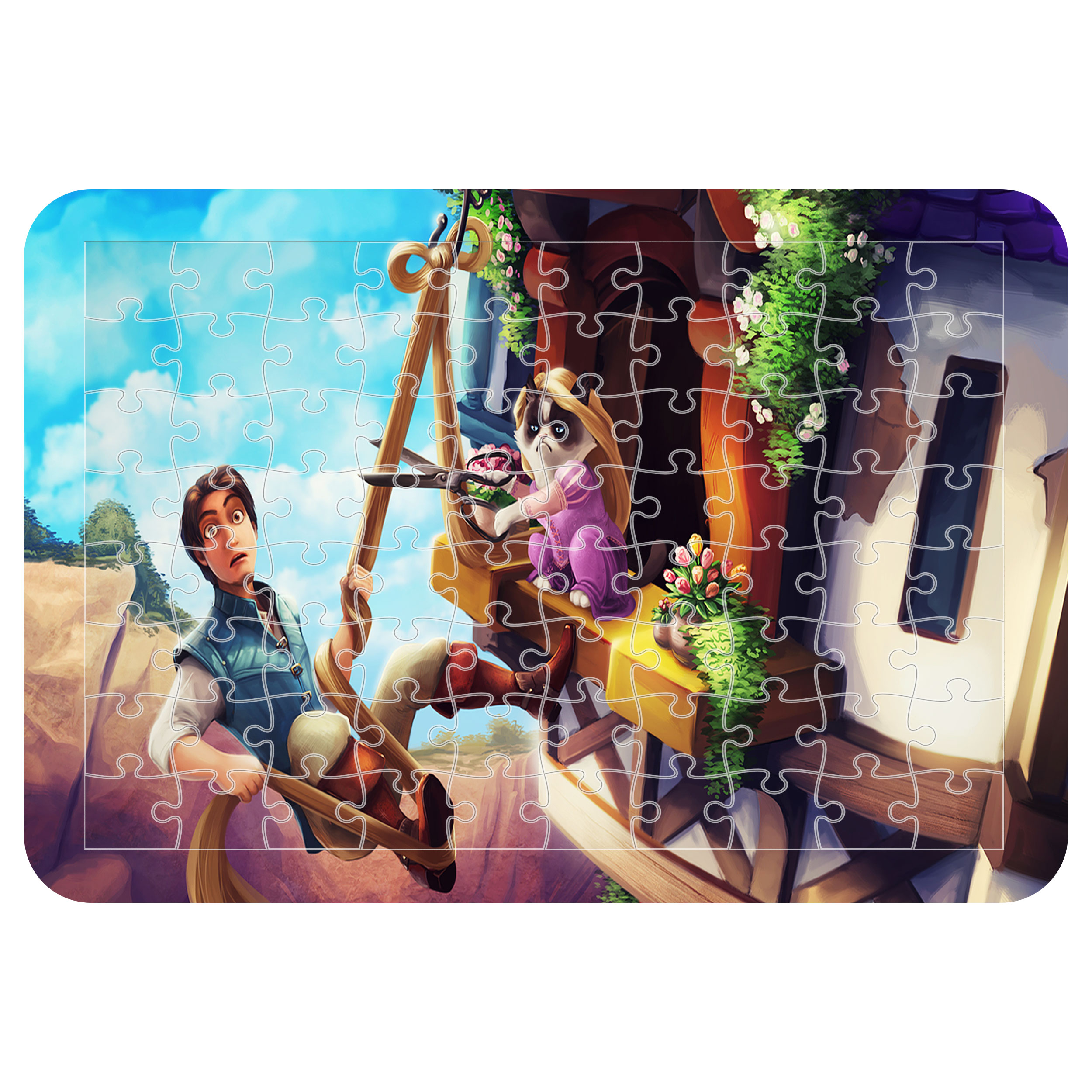 پازل 54 تکه اطلس آبی طرح گیسو کمند  مدل P1456