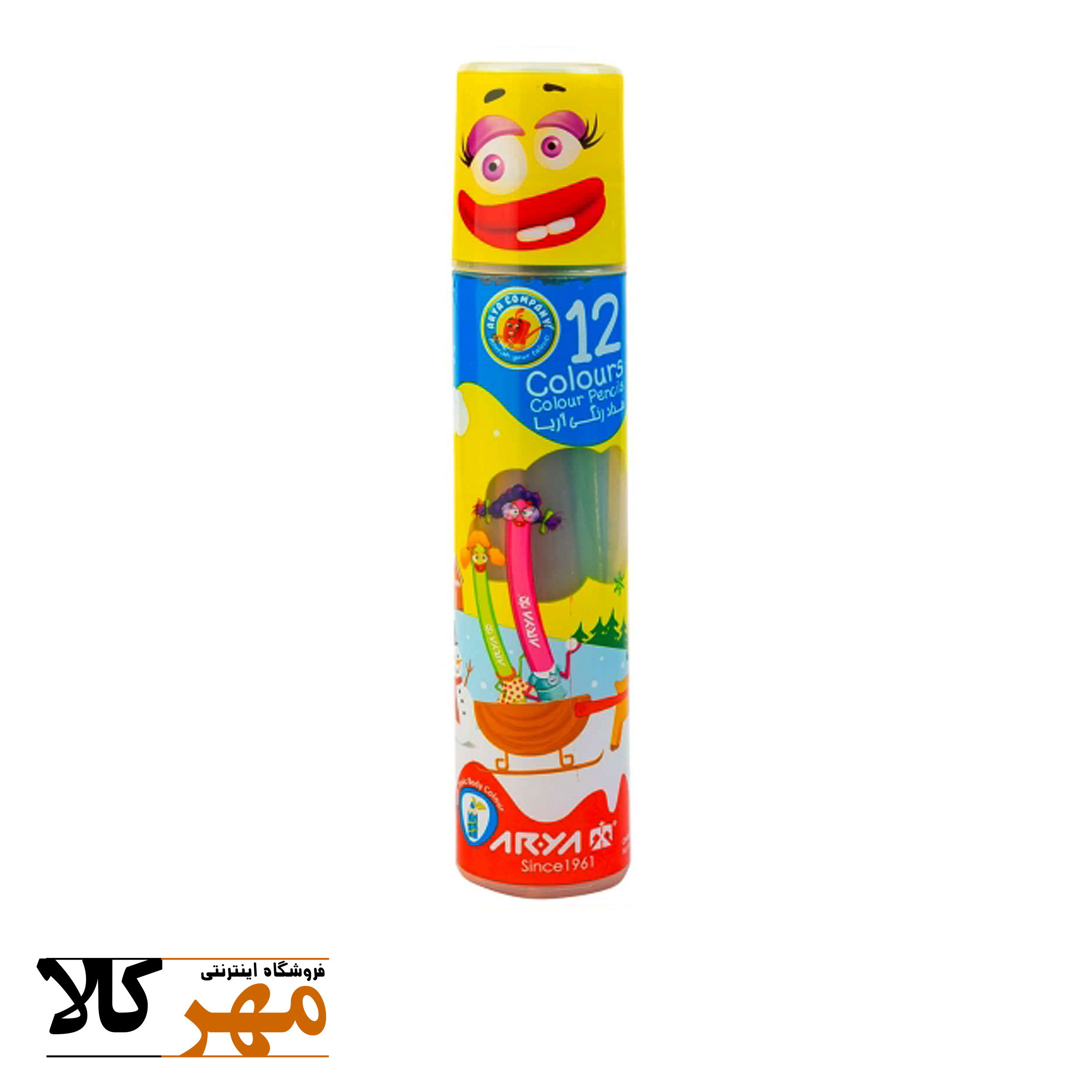 مداد رنگی 12 استوانه ای آریا