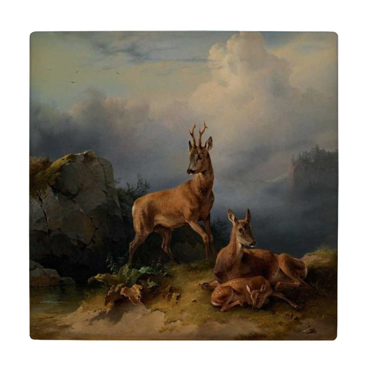 کاشی کارنیلا طرح نقاشی آهوها کد wkk1723