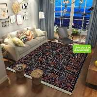 گلیم فرش ماشینی طرح زرندی رنگ سرمه ای 150در225سانتیمتر