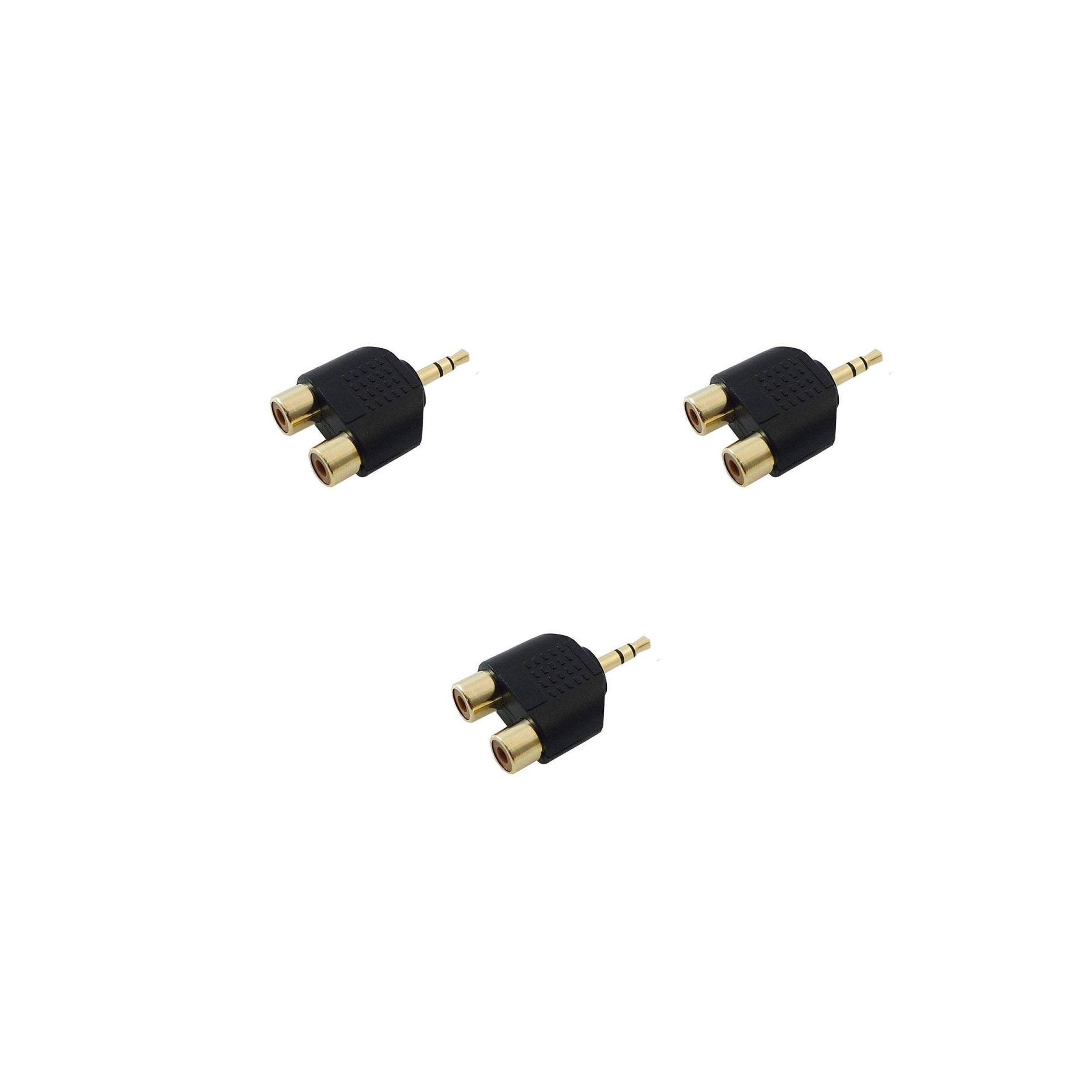  تبدیل 1 به 2 RCA به جک 3.5 میلی متری مدل  J.RCA-KV01E بسته 3 عددی