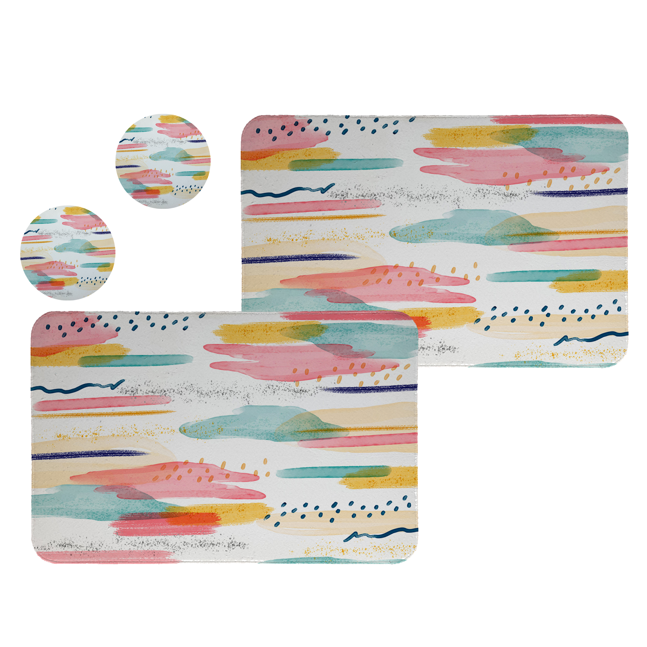 زیربشقابی طرح آبرنگی کد 8000 مجموعه 2عددی همراه زیرلیوانی