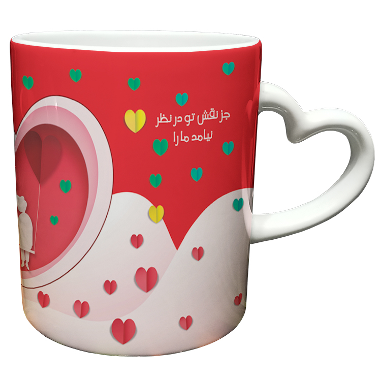 ماگ مدل دسته قلبی طرح عاشقانه کد 67