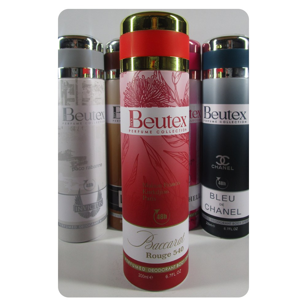 اسپری خوشبو کننده بدن بانوان بیوتکس رایحه باکارات رژ Bakarat Ruoge حجم 200 میلی لیتر
