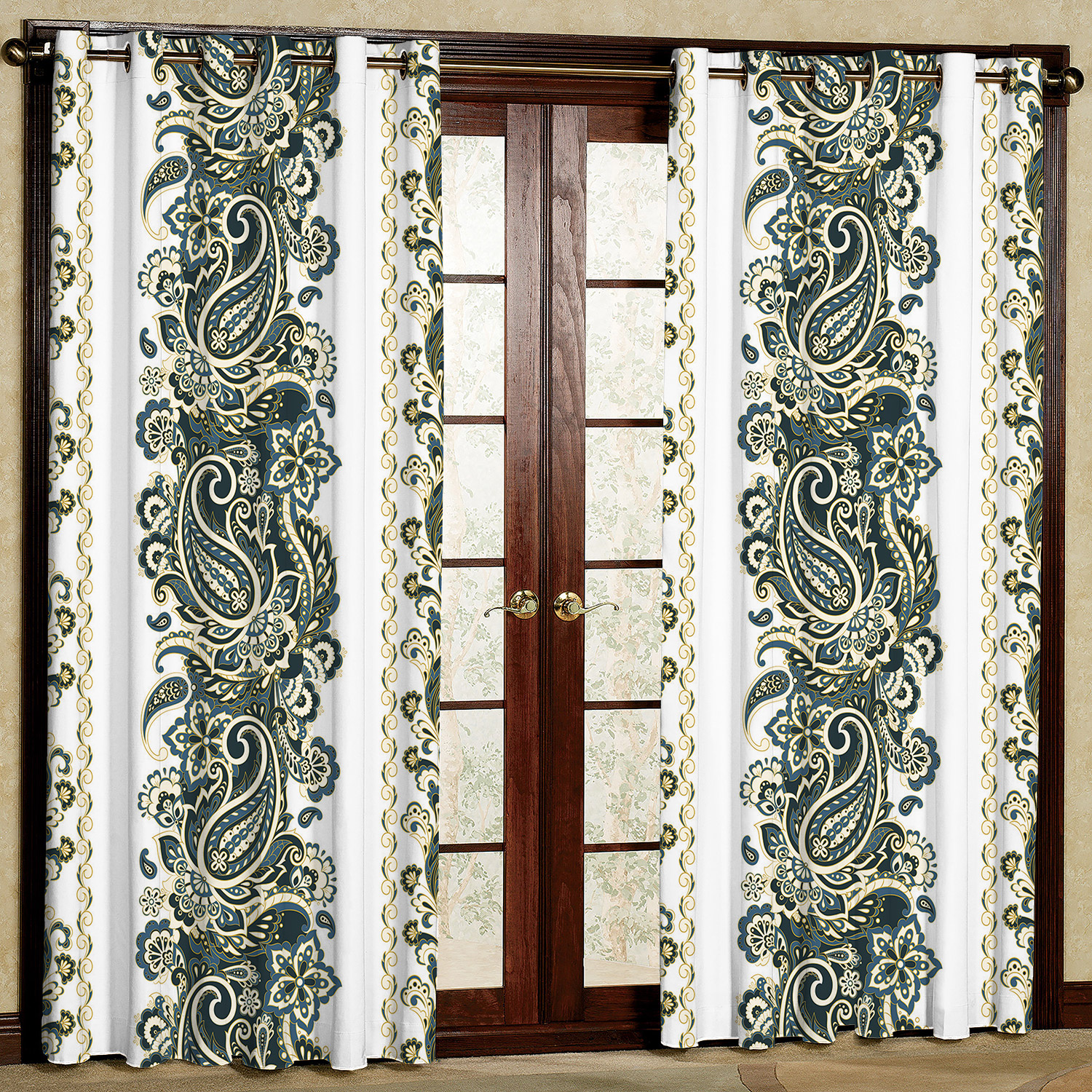   پرده مدل بته جقه گل دار هازان پانچی کد 112 D سایز 140x200 سانتی متر