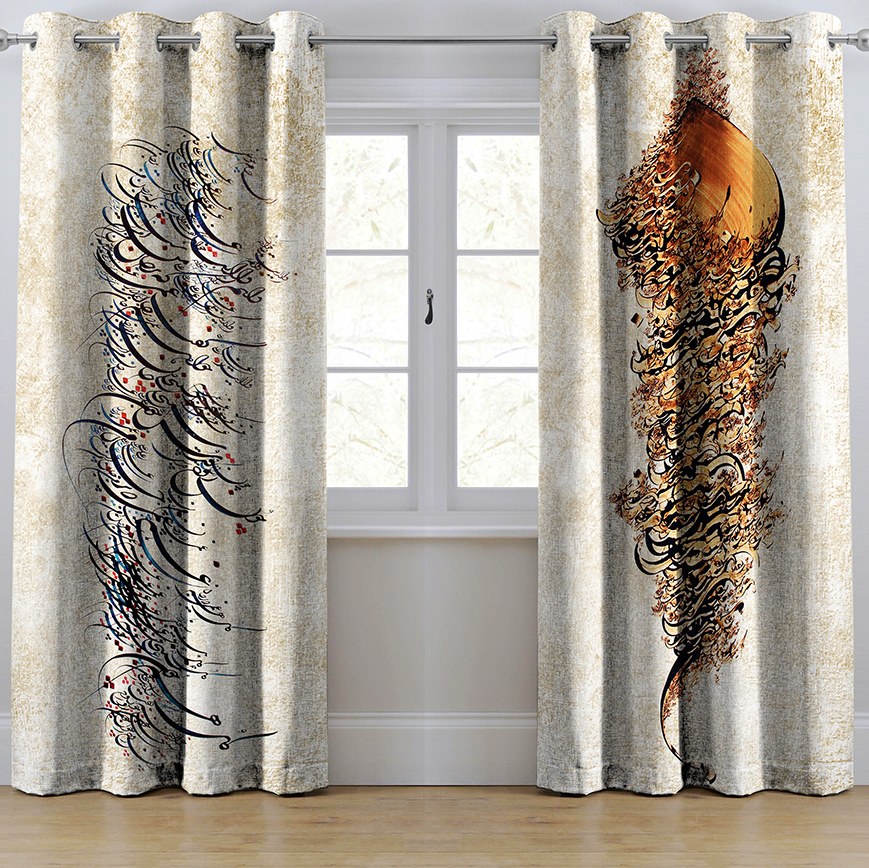 پرده پانچی مدل خط نستعلیق ابعاد ارتفاع280در عرض145