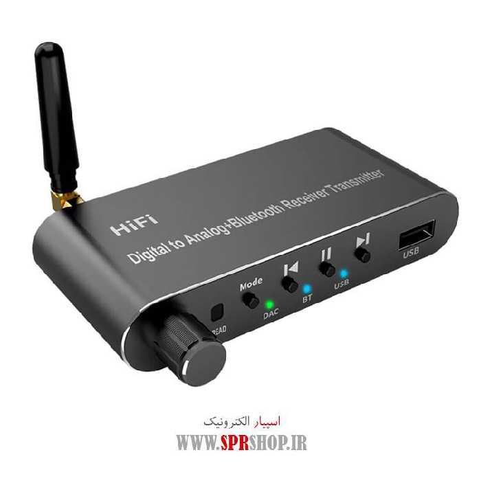 مبدل گیرنده فرستنده بلوتوث، تبدیل دیجیتال به آنالوگ و پخش USB طراحی 4 در 1 مدل A05
