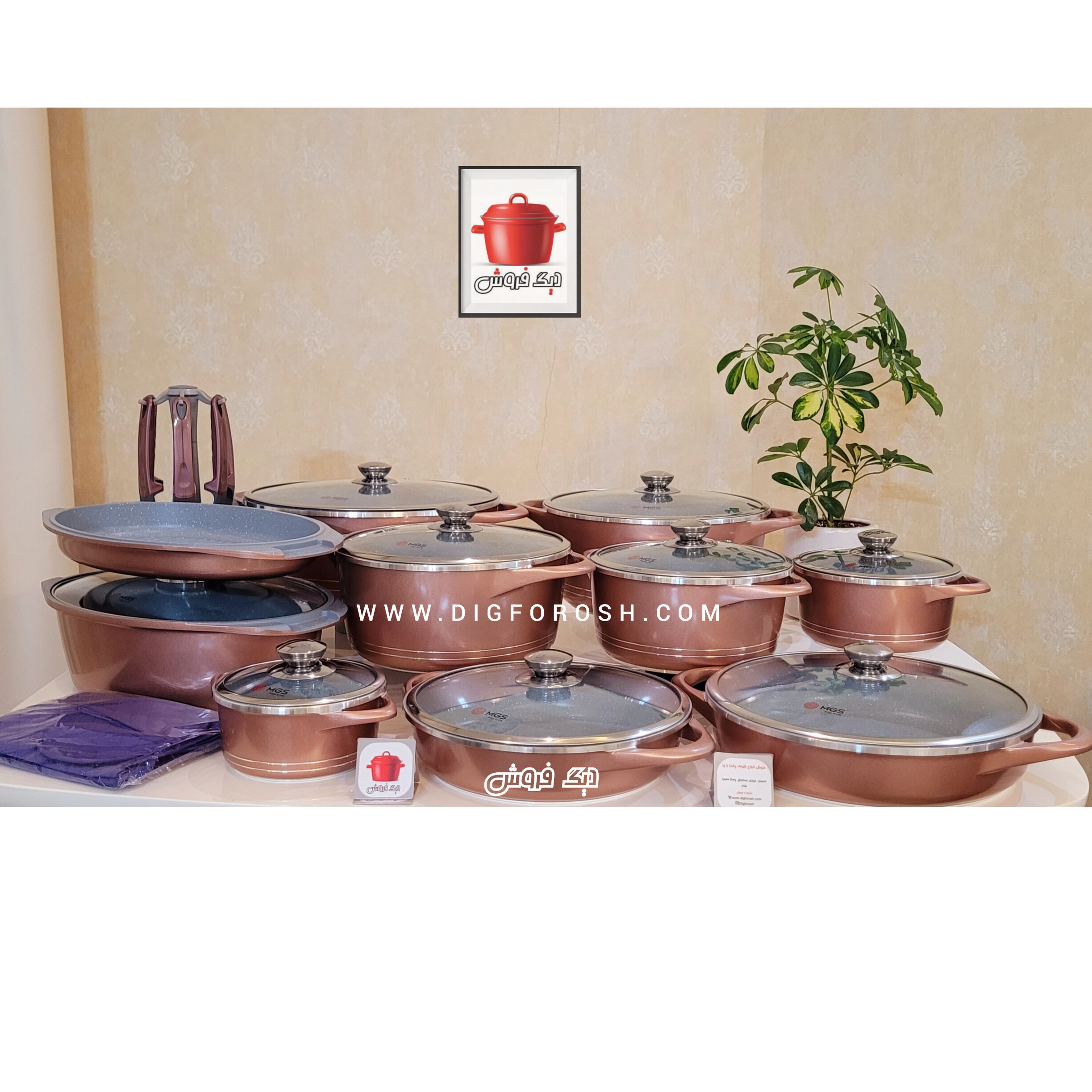 سرویس قابلمه ام جی اس 29پارچه چدن گرانیت رنگ مشکی طوسی رزگلد(ارسال رایگان و فوری)باضمانت