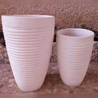 گلدان سفالی استوانه فنری سفید در 2سایز (ارسال رایگان به نوشهر)