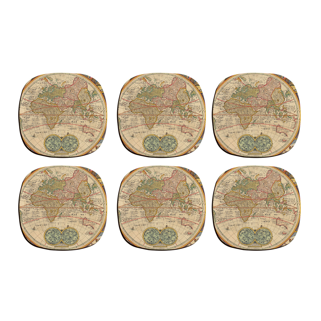 زیر لیوانی ترمه طراحان ایده مدل نقشه قدیمی کد cfp024 بسته 6 عددی