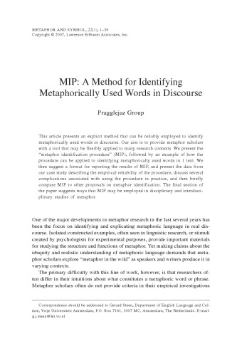خرید و دانلود نسخه کامل کتاب MIP: A Method for Identifying Metaphorically Used Words in Discourse [article]