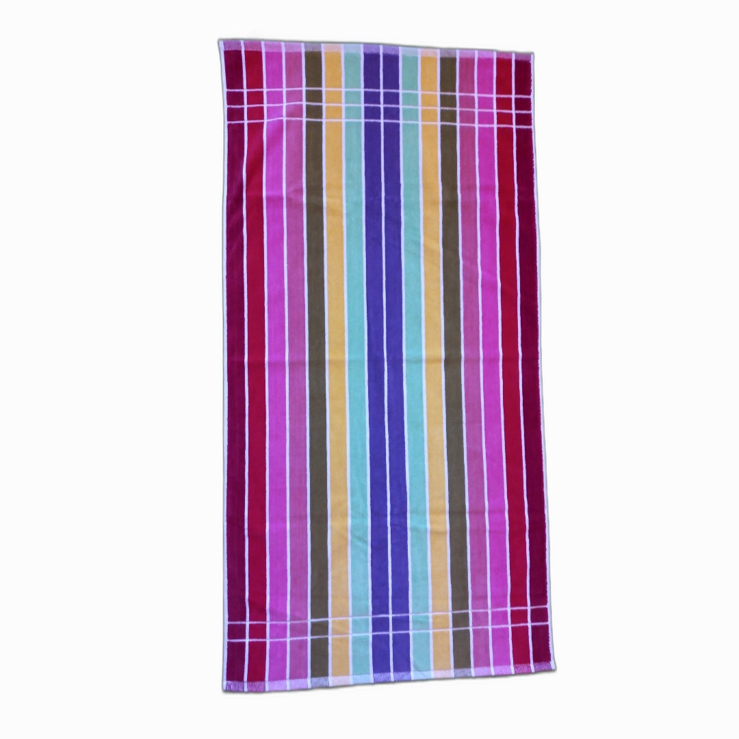 حوله حمام طرح راه راه هندی کد s179 سایز 70×135 سانتی متر