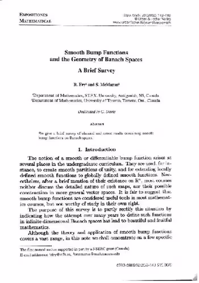خرید و دانلود نسخه کامل کتاب Smooth bump functions and the geometry of Banach spaces: a brief survey