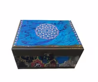 جعبه چوبی نارگل مدل کاشی آبی 2 خانه