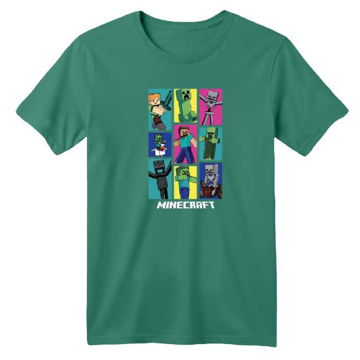 تی شرت آستین کوتاه بچگانه مدل ماینکرفت کد 21 رنگ سبز سدری