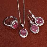 نیم ست یاقوت سرخ زنانه کد 27941 - جواهری مشاهیر