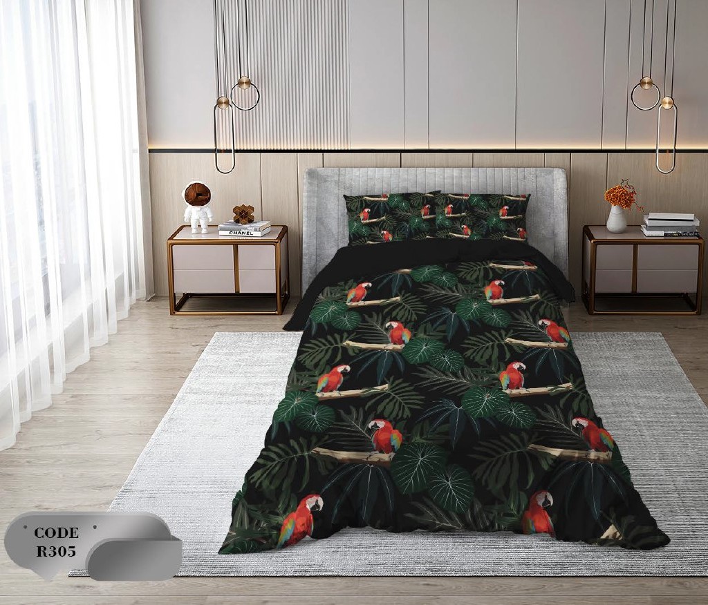 سرویس روتختی 1 نفره 4 تکه ابعاد 1.65 ×2.35 کشدار ضد حساسیت و عرق کد R305 | ست خواب و ست روتختی