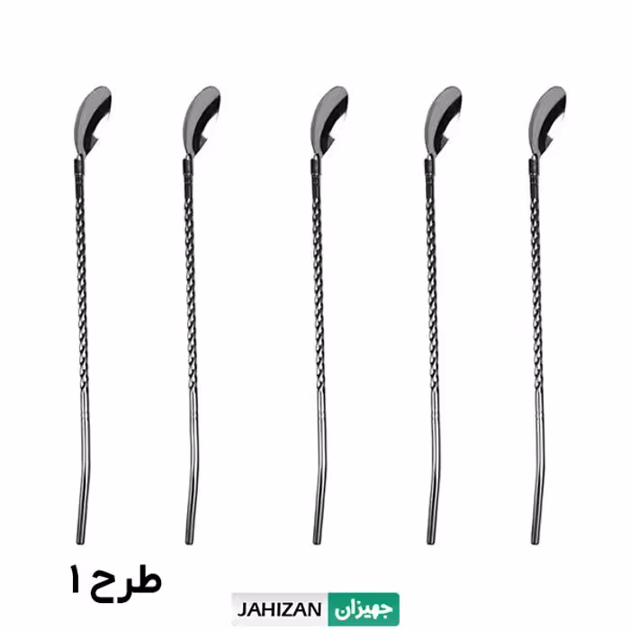 نی شربت قاشق دار نقره ای (6 عددی)