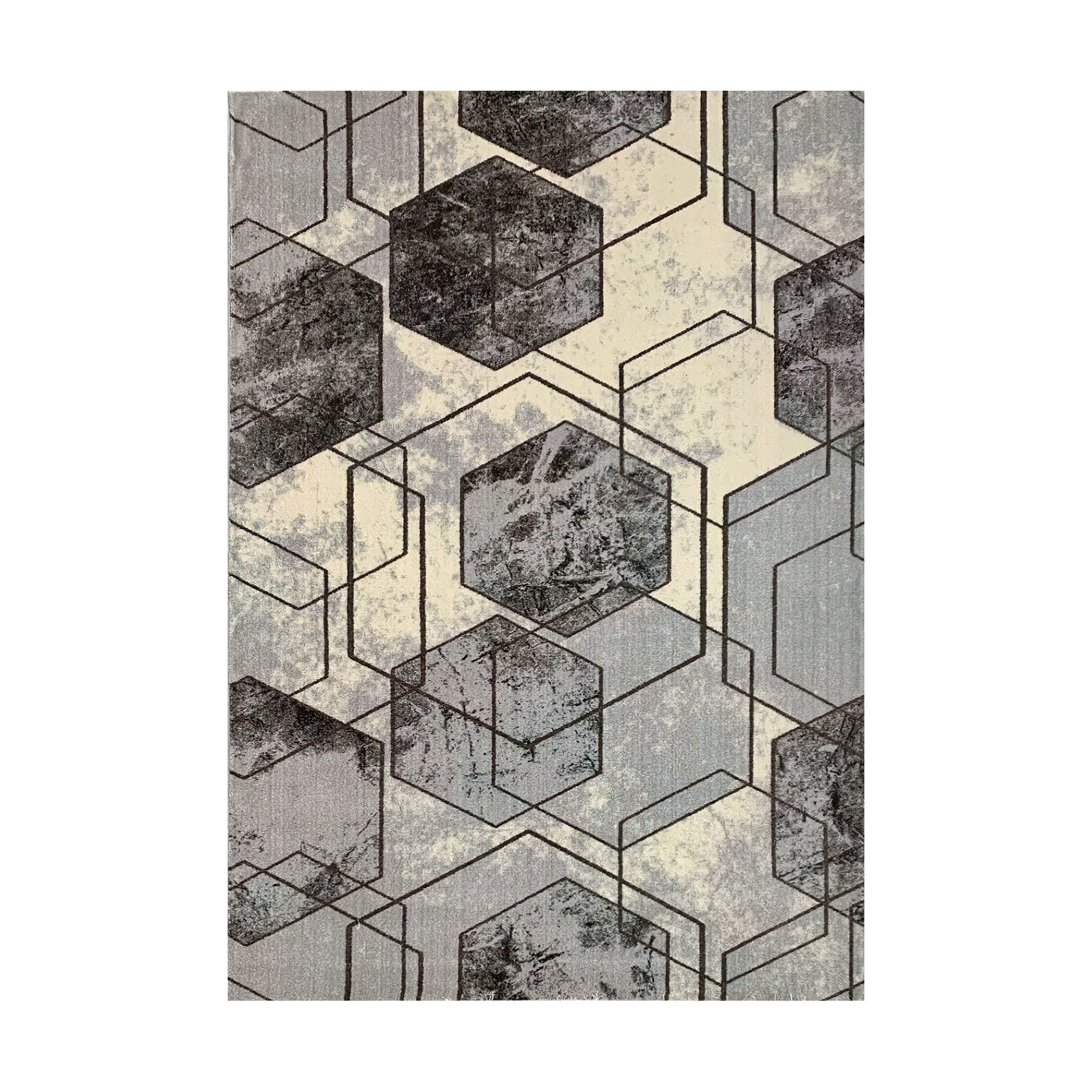 فرش ماشینی زانیس مدل مدرن طرح پتینه زمینه طوسی