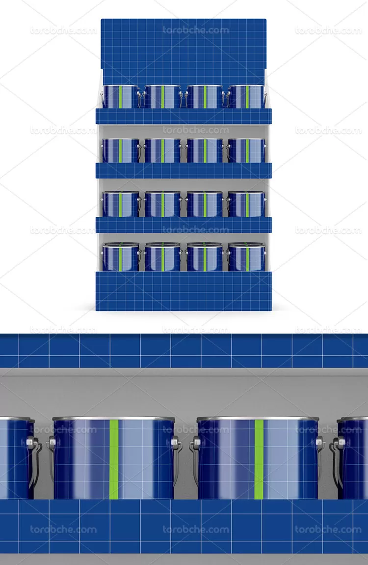 موکاپ قفسه قوطی لایه باز | گرافیک با طعم تربچه