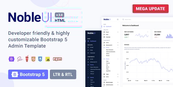 دانلود قالب بوت استرپ مدیریتی NobleUI