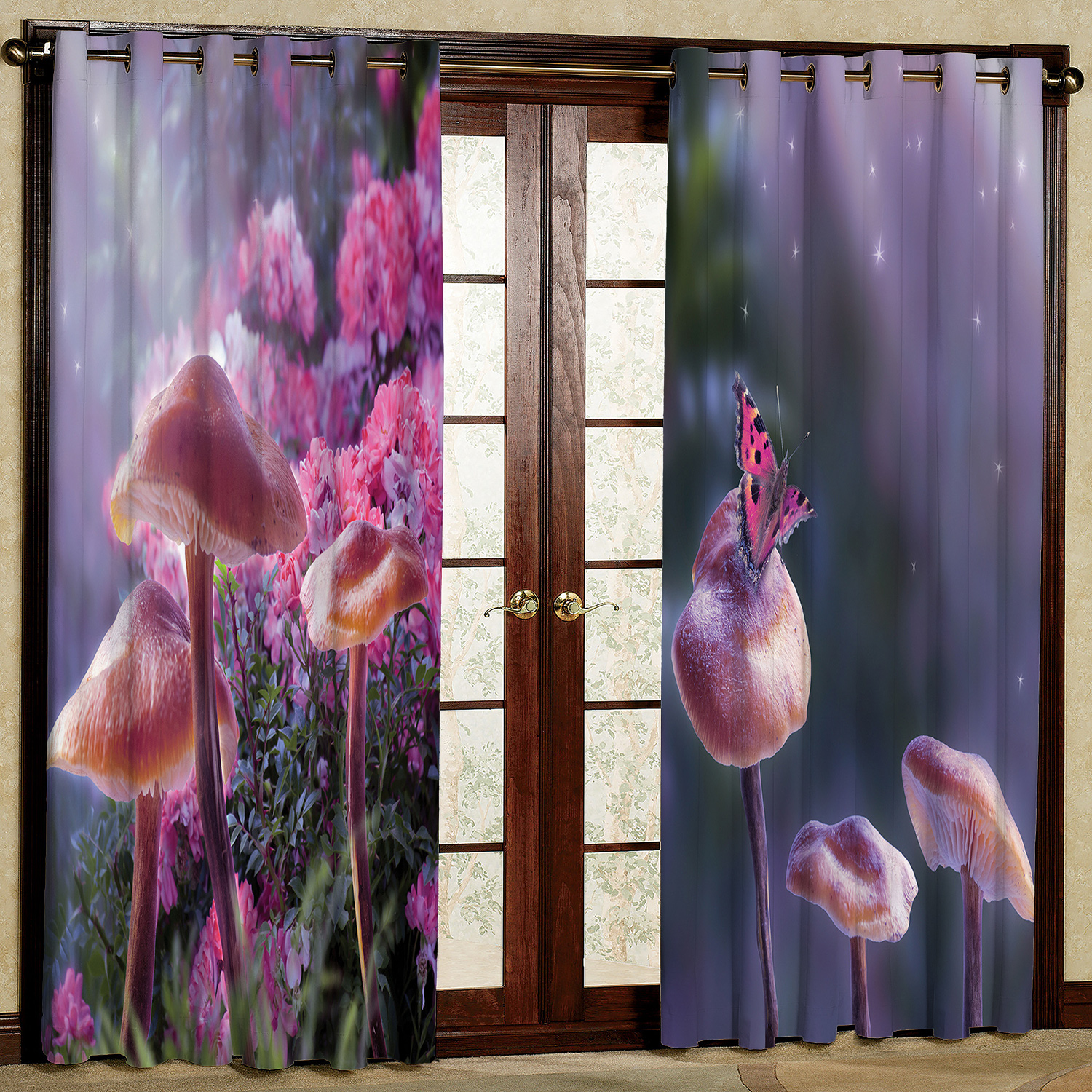 پرده مدل گل و پروانه مخمل پانچی کد 2270 سایز 200x140 سانتی متر