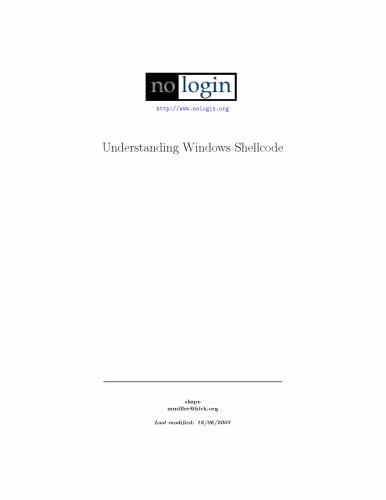خرید و دانلود نسخه کامل کتاب Understanding Windows Shellcode