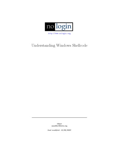 خرید و دانلود نسخه کامل کتاب Understanding Windows Shellcode