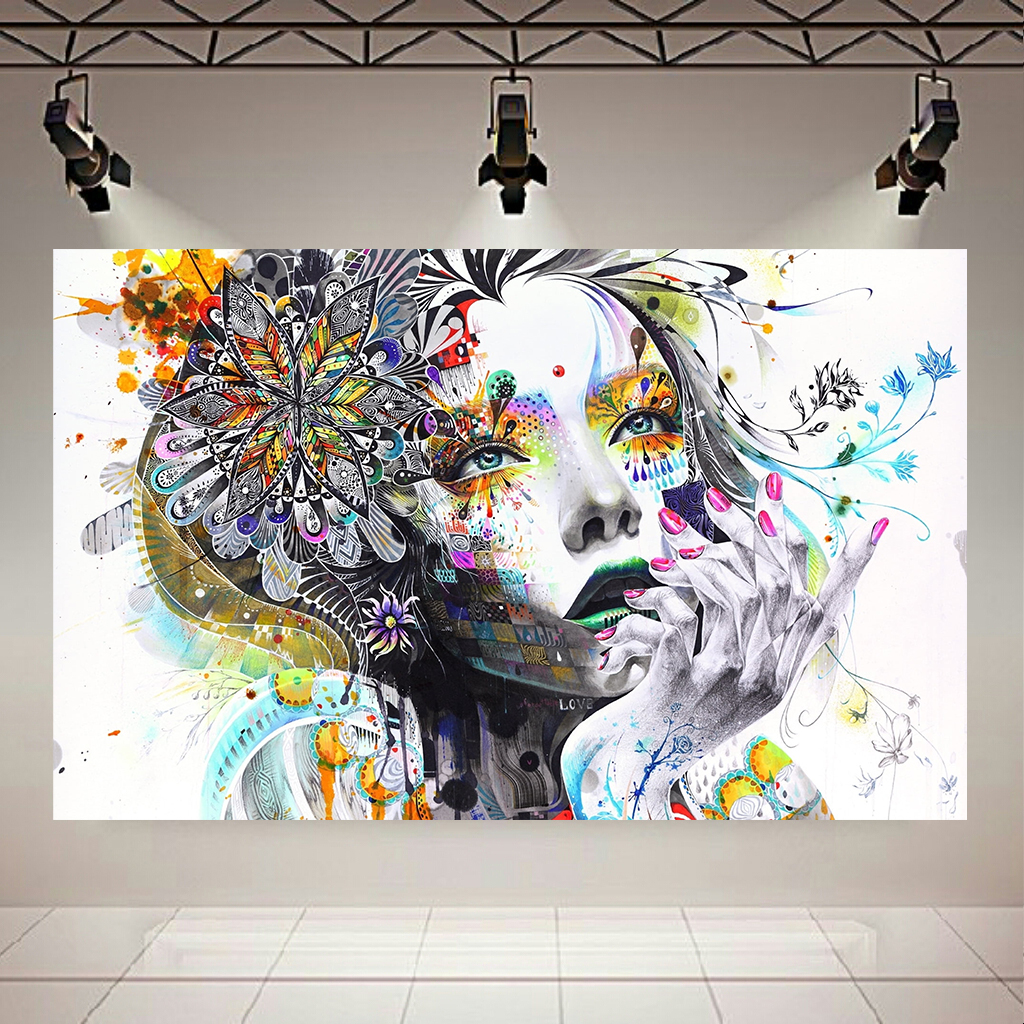 تابلو بوم طرح دختر مدل نقاشی گرافیکی کد AR2952