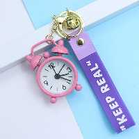 سرکلیدی آویز کیف ساعت زنگخور بند سیلیکونی صورتی 37243