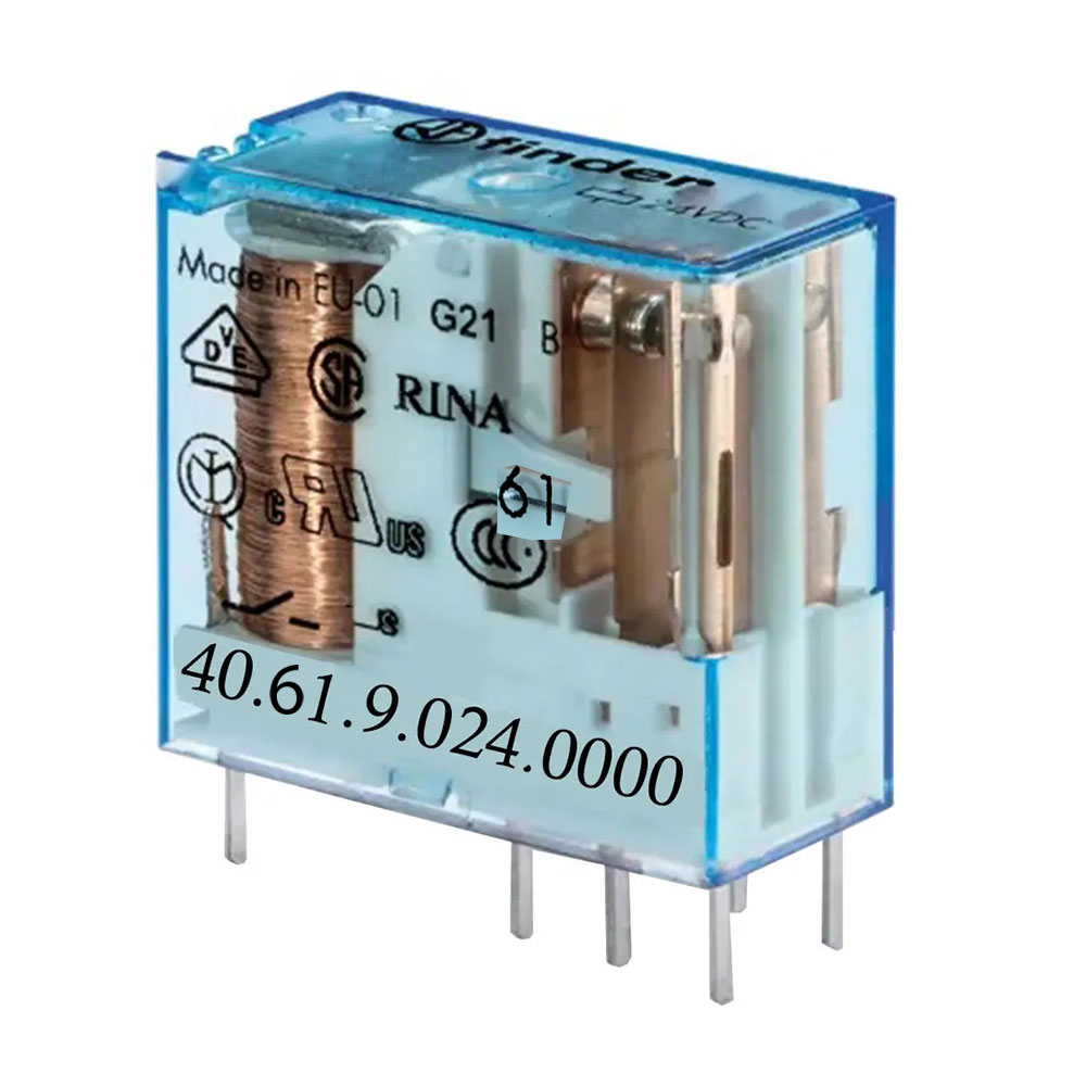 رله شیشه ای 8 پایه 2 کنتاکت 24 ولت DC فیندر کد 40.61.9.024.0000