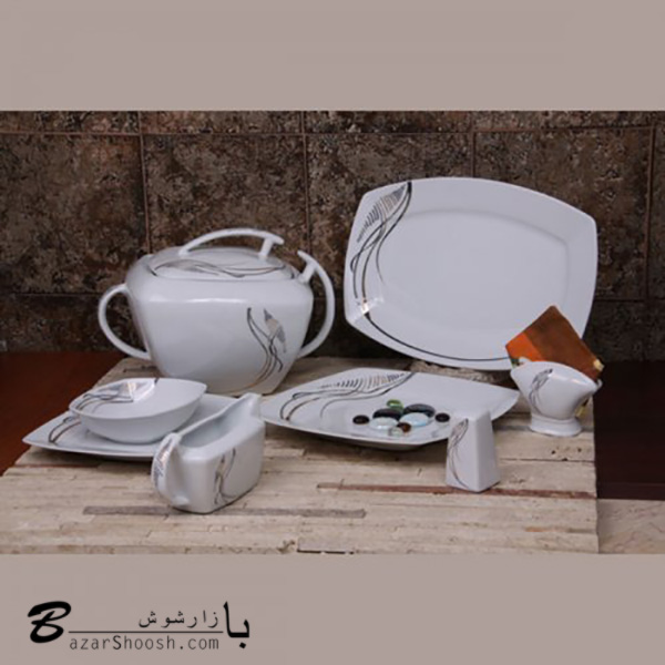 سرویس چینی غذاخوری 107پارچه تقدیس طرح استیفن 12نفره کوئین