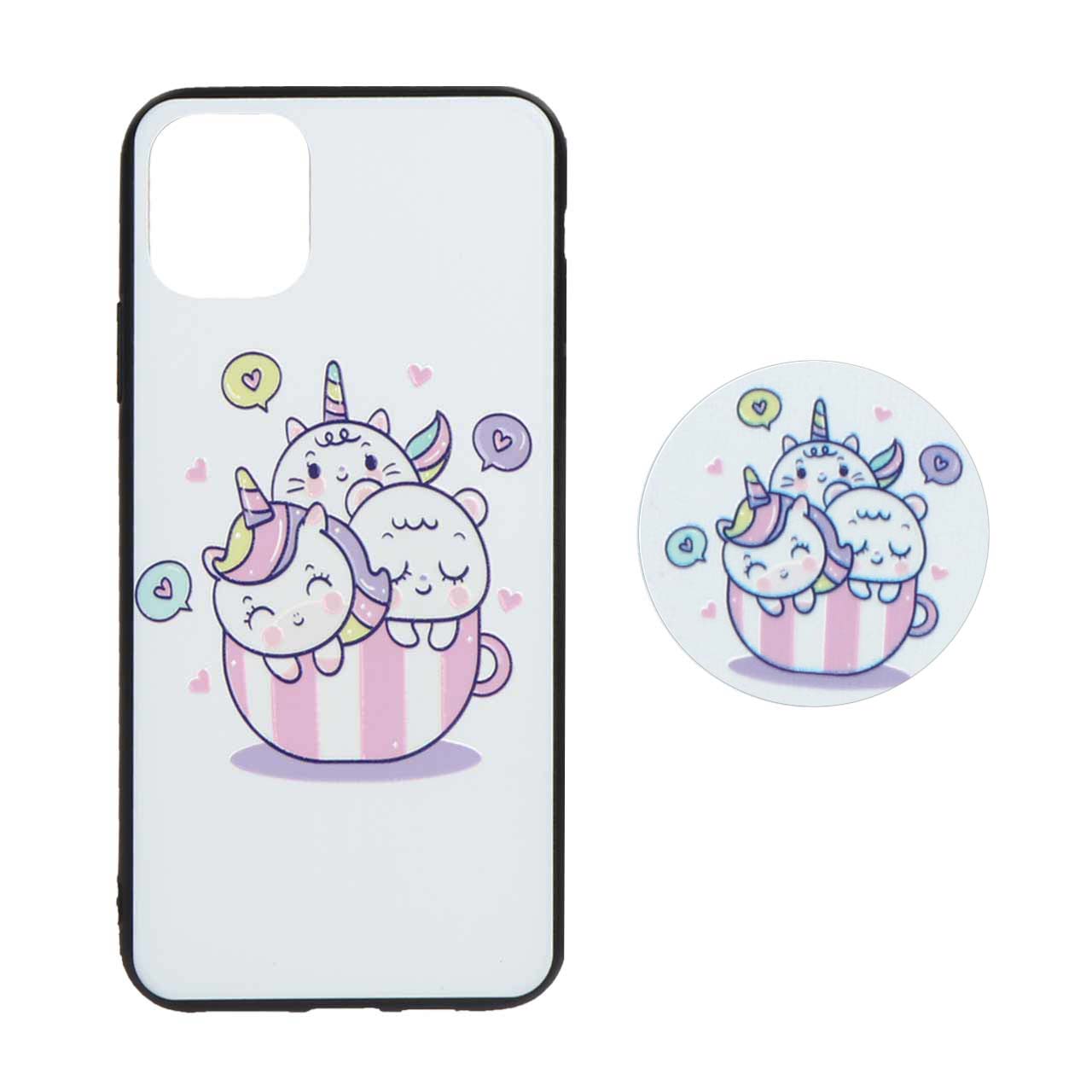 کاور مدل گربه مناسب برای گوشی موبایل اپل iphone 11 pro max به همراه پایه نگهدارنده